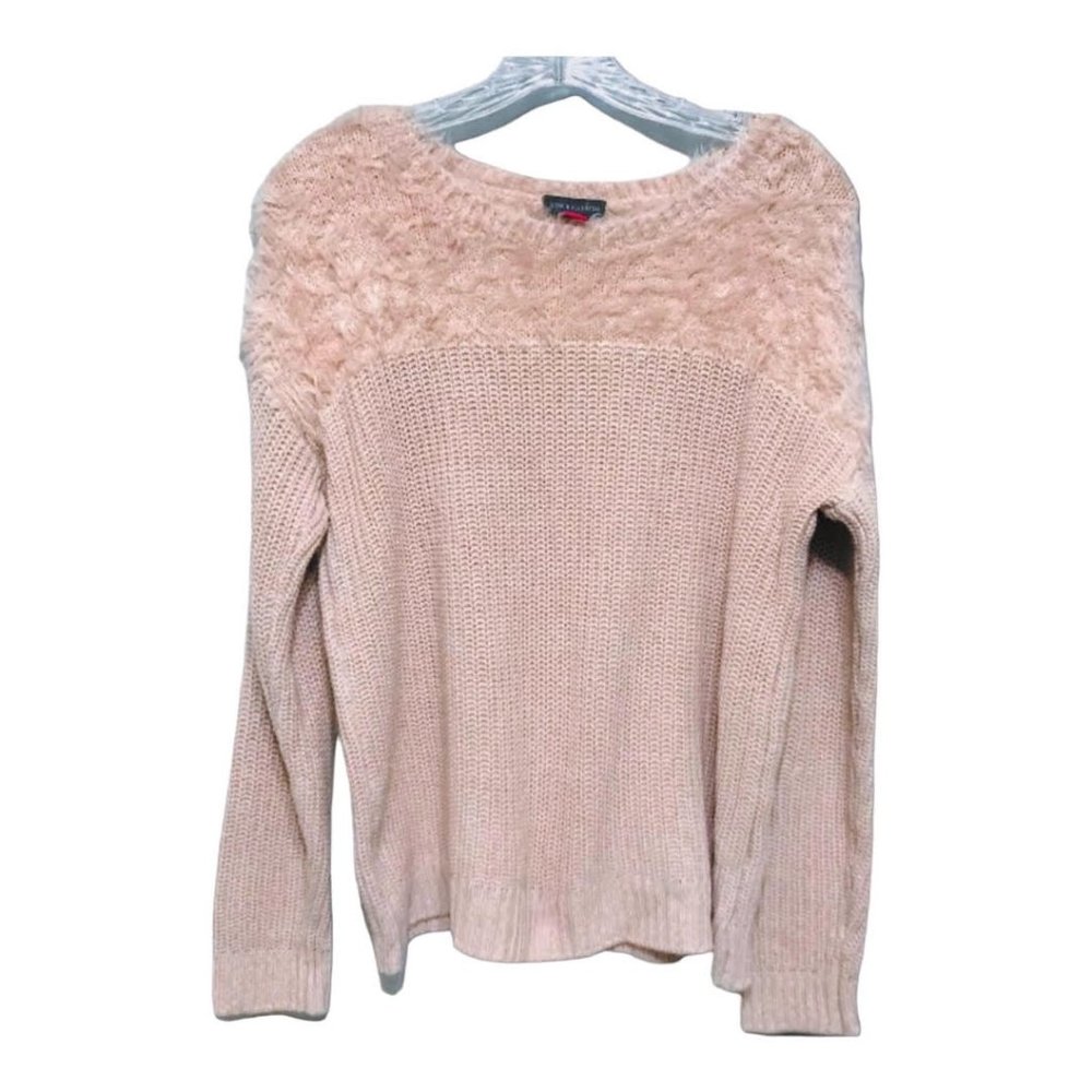 Vince Camuto Small Pink Eyelash Fuzzy Sweater